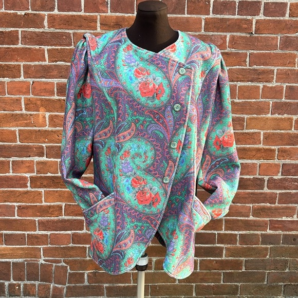 Vintage Ungaro Parallele Paisley Floral Dinner Jacket + Frilly Top 3-Piece Set - Picture 2 of 13